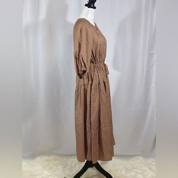 WEEKEND MAX MARA Lola Plaid Peasant Dress size 10 - Picture 10 of 12